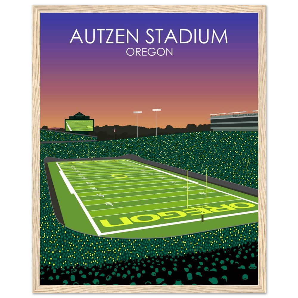 Autzen Stadium Stadium Poster | University of Oregon College Football Stadium Print