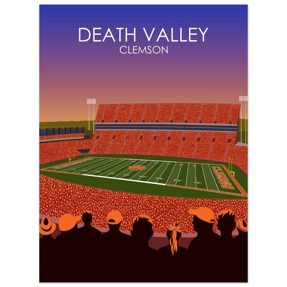 Clemson Tigers Stadium Poster | Frank Howard Field at Clemson Memorial Stadium 'Death Valley' Print