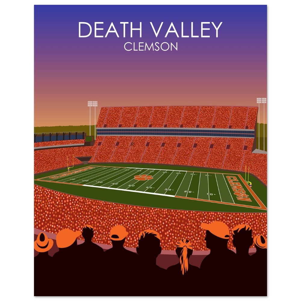 Clemson Tigers Stadium Poster | Frank Howard Field at Clemson Memorial Stadium 'Death Valley' Print