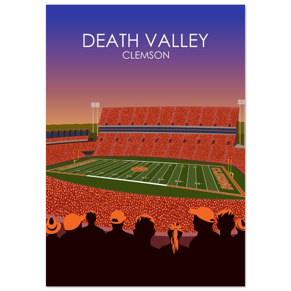 Clemson Tigers Stadium Poster | Frank Howard Field at Clemson Memorial Stadium 'Death Valley' Print