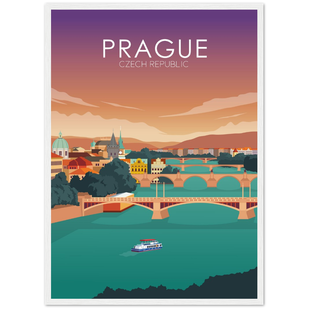 Prague Poster | Prague Wall Art | Prague Sunset Print
