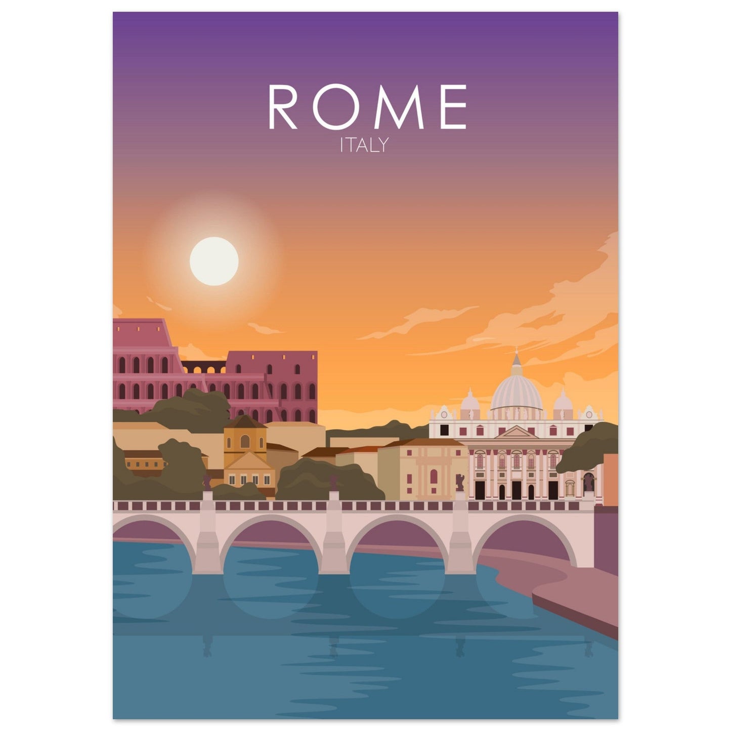 Rome Poster | Rome Wall Art | Rome Sunset Print