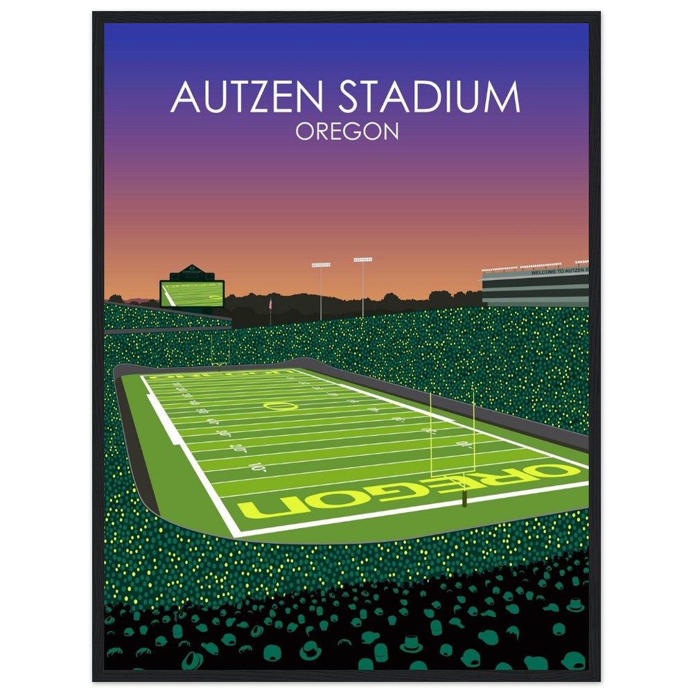 Autzen Stadium Stadium Poster | University of Oregon College Football Stadium Print