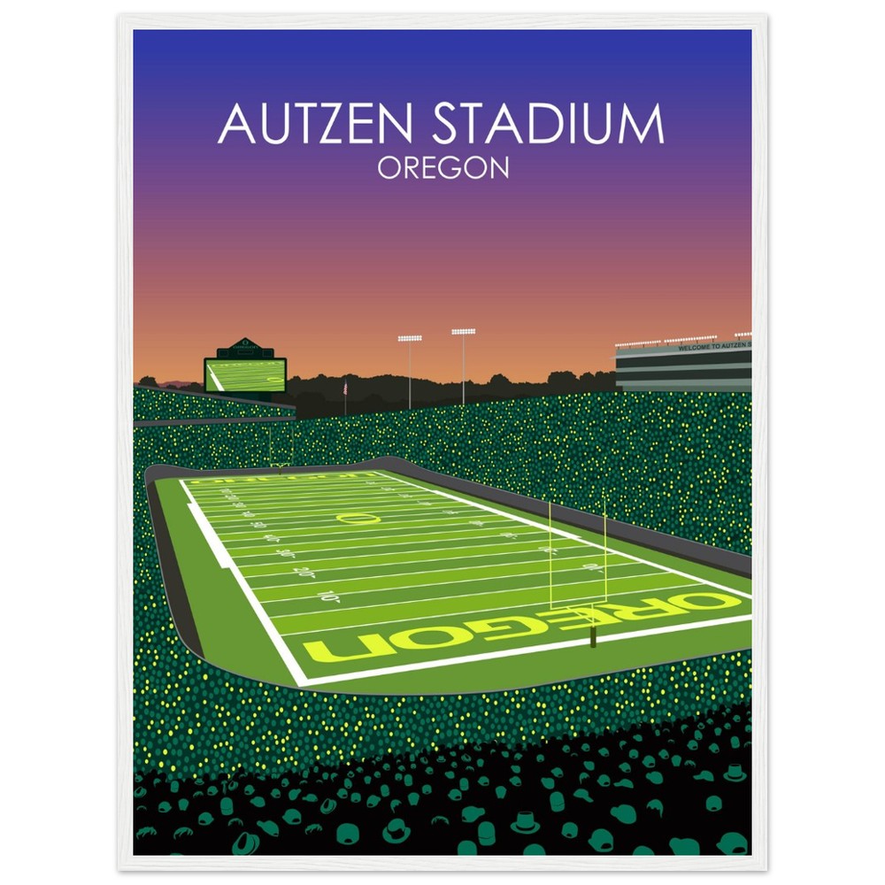 Autzen Stadium Stadium Poster | University of Oregon College Football Stadium Print