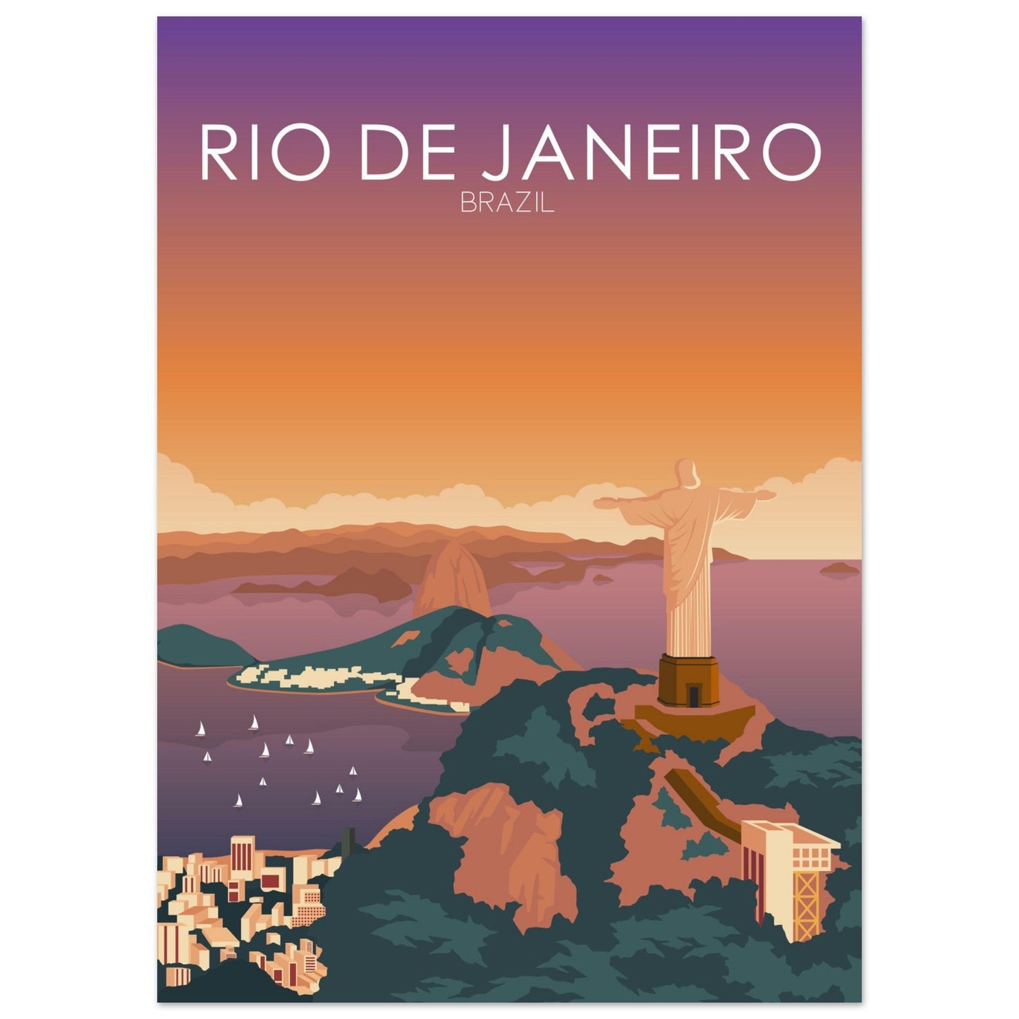 Rio De Janeiro Poster | Rio De Janeiro Wall Art | Rio De Janeiro Sunset Print