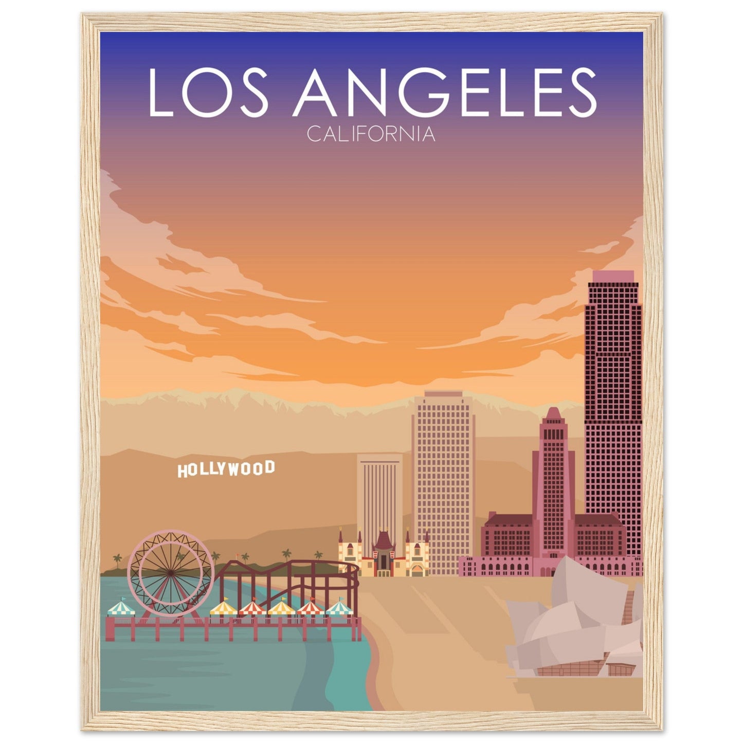 Los Angeles Poster | Los Angeles Wall Art | Los Angeles Sunset Print