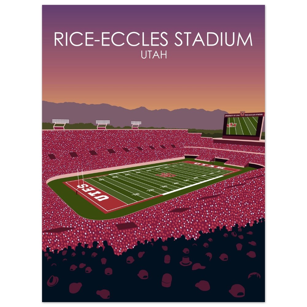 Rice-Eccles Stadium Poster | University of Utah College Football Stadium Print