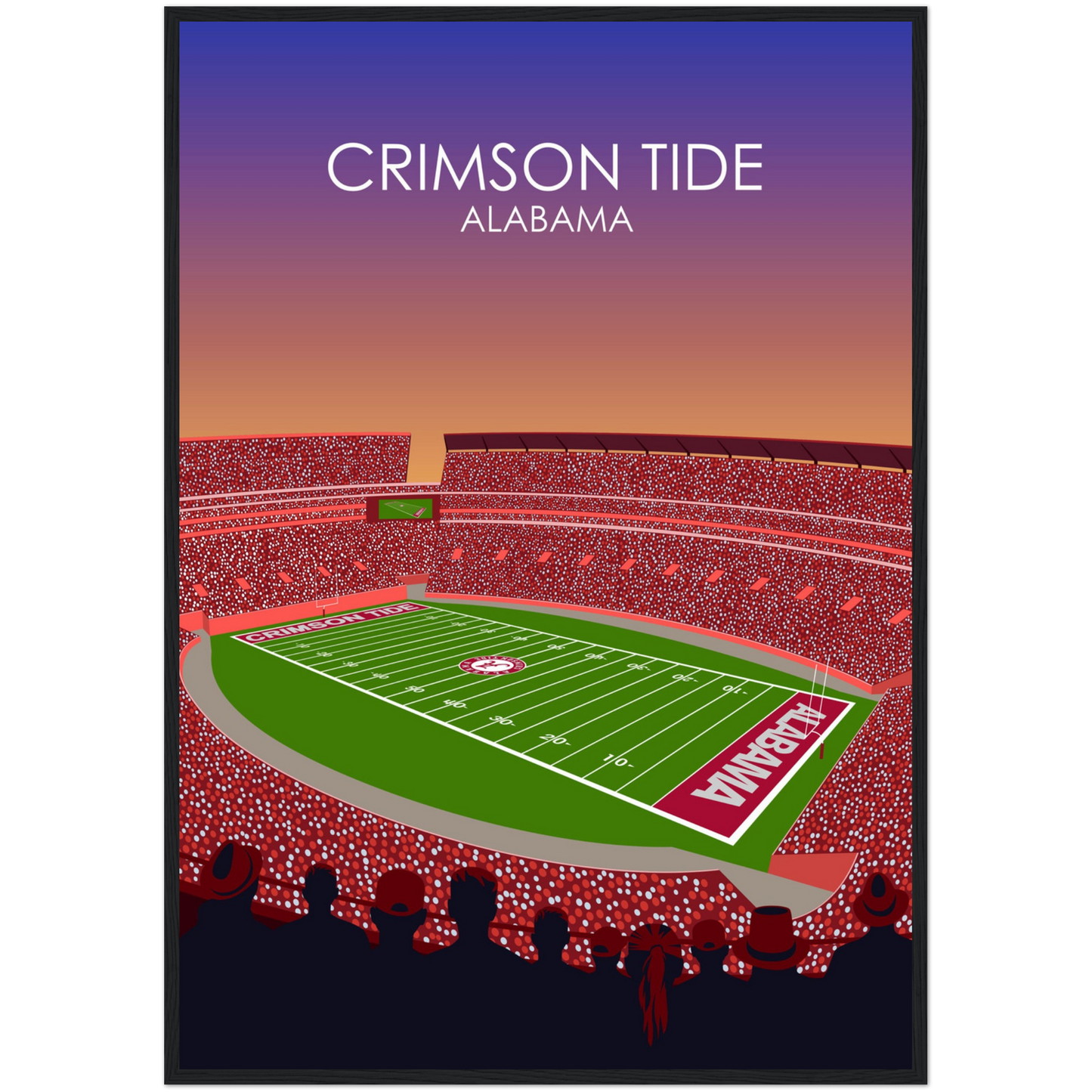 Crimson Tide | Bryant Denny Poster | University of Alabama College Football Stadium Print