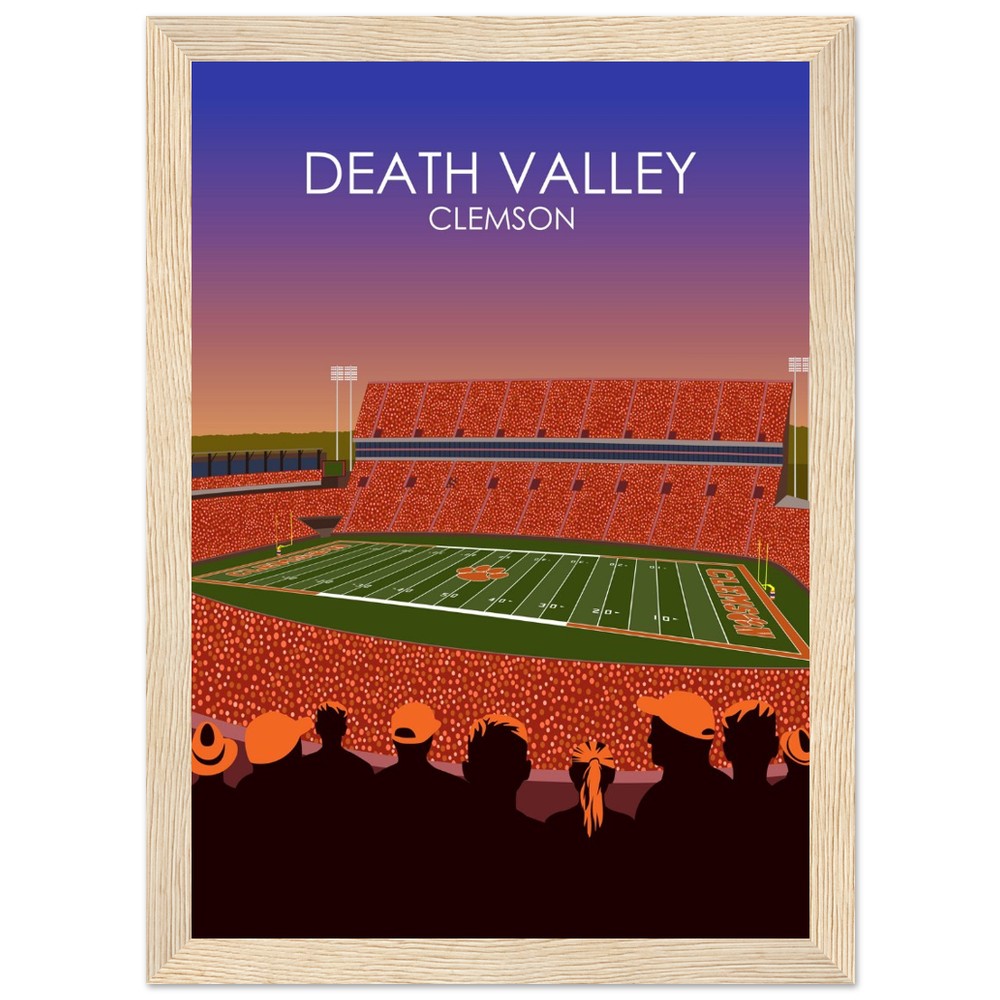 Clemson Tigers Stadium Poster | Frank Howard Field at Clemson Memorial Stadium 'Death Valley' Print