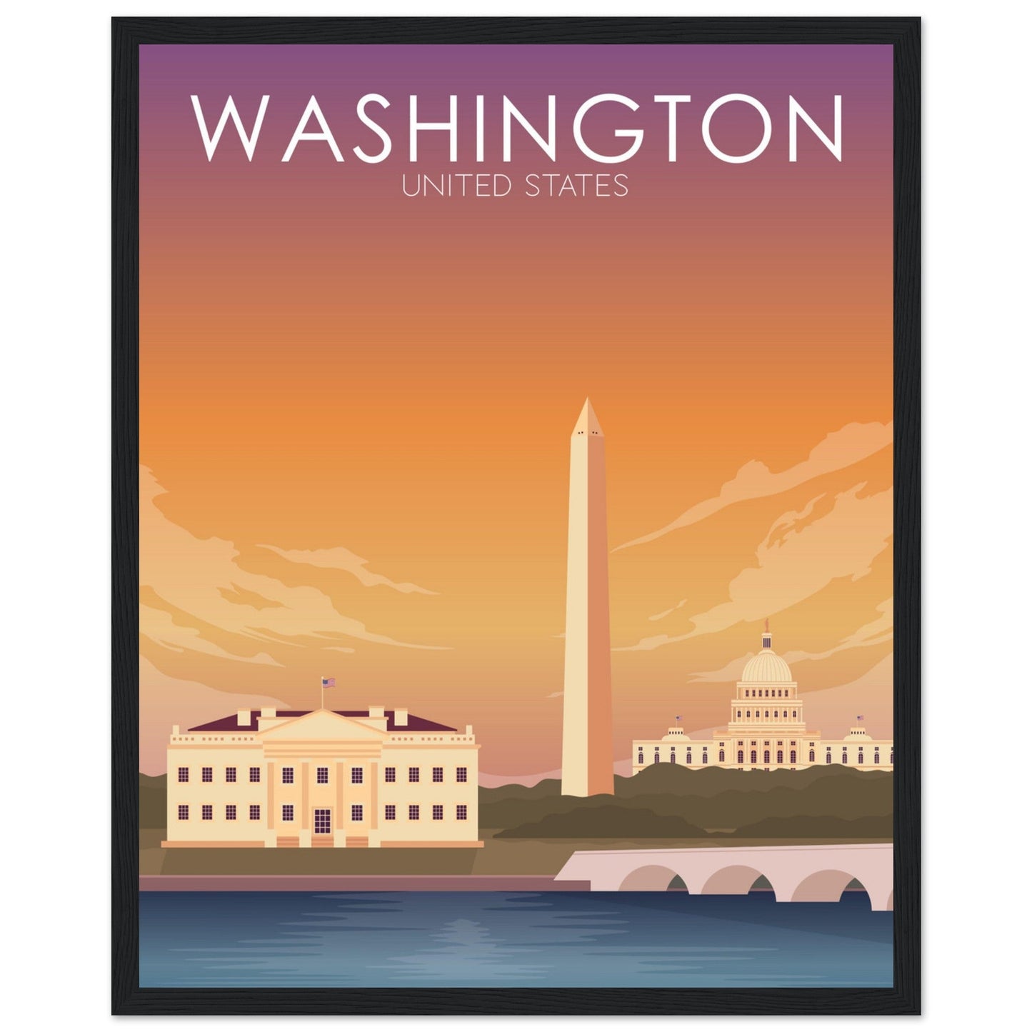 Washington Poster | Washington DC Wall Art | Washington DC Sunset Print