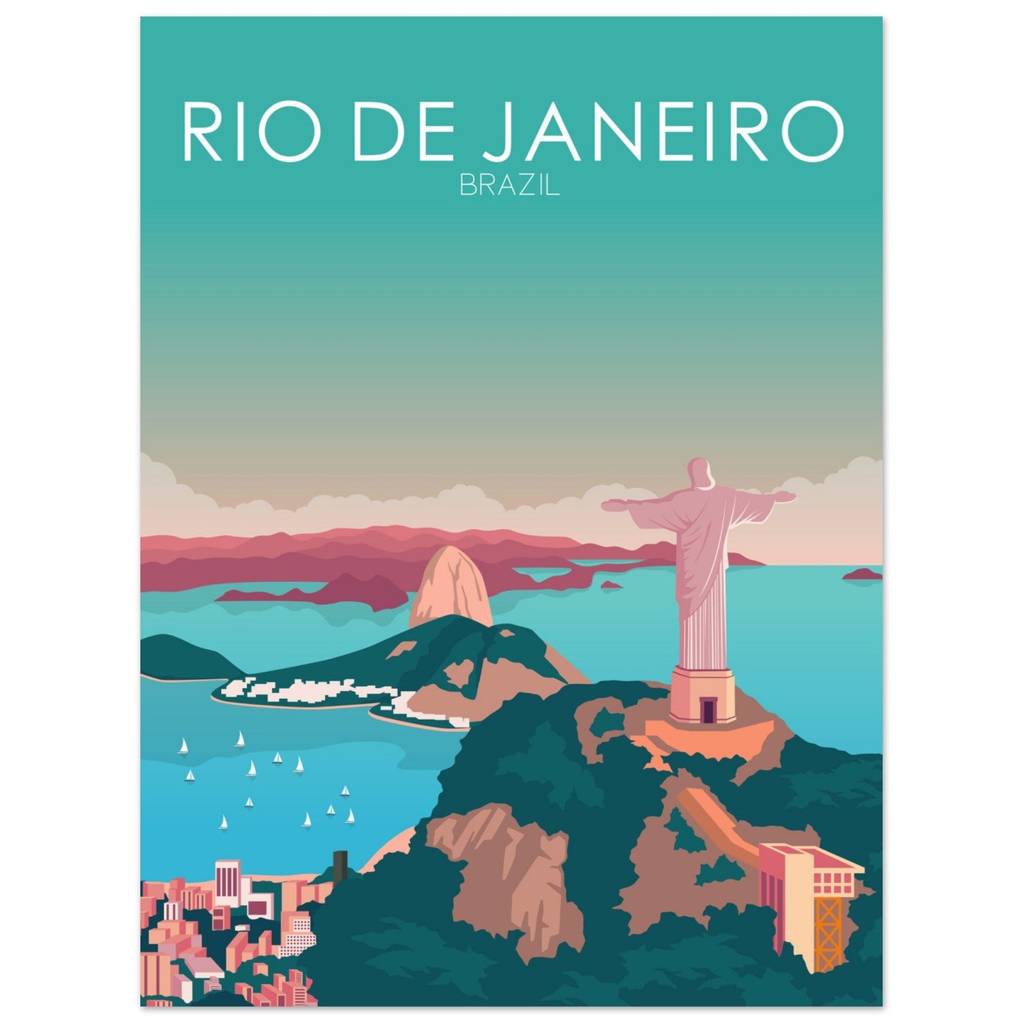 Rio De Janeiro Poster | Rio De Janeiro Wall Art | Rio De Janeiro Pastel Print