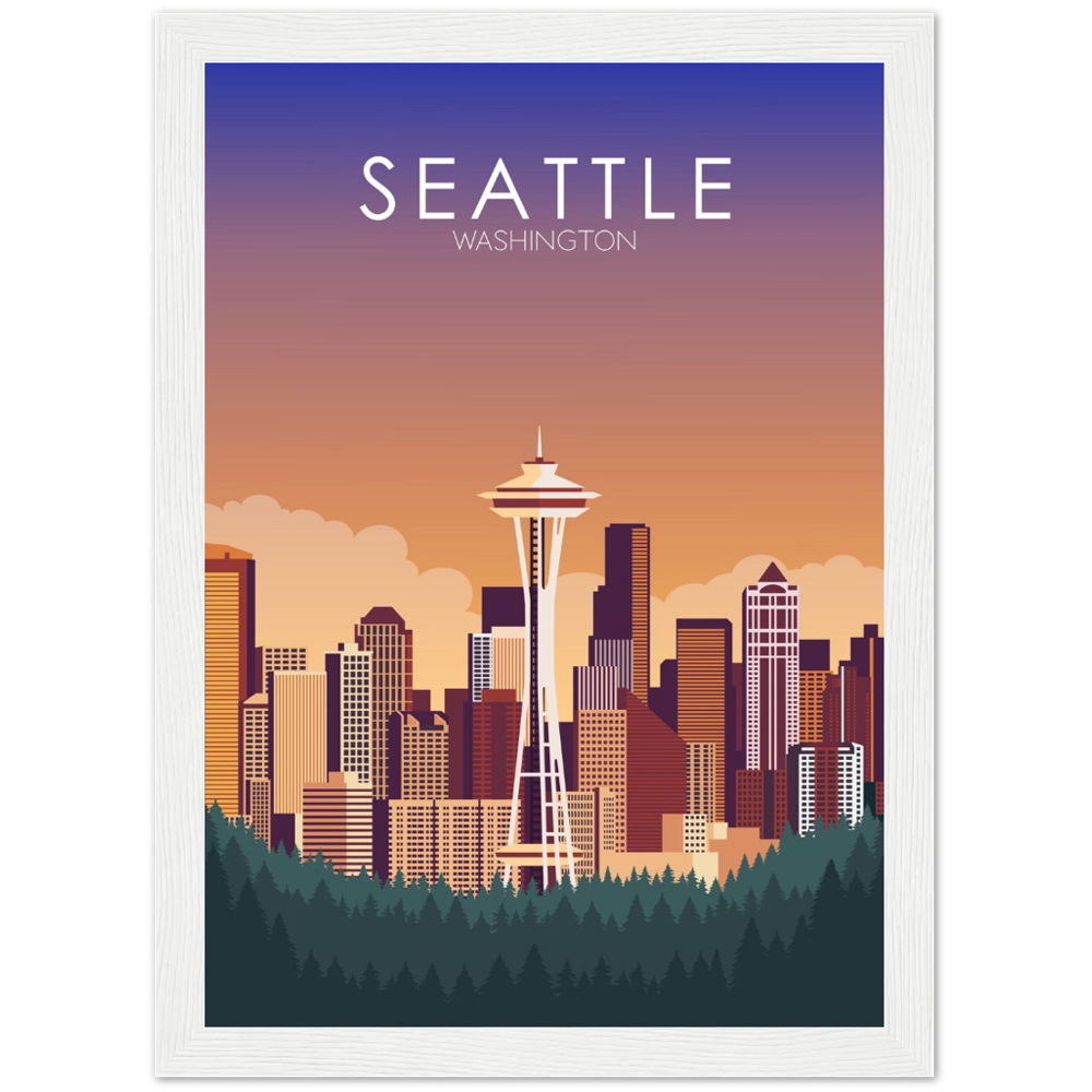 Seattle Poster | Seattle Wall Art | Seattle Sunset Print