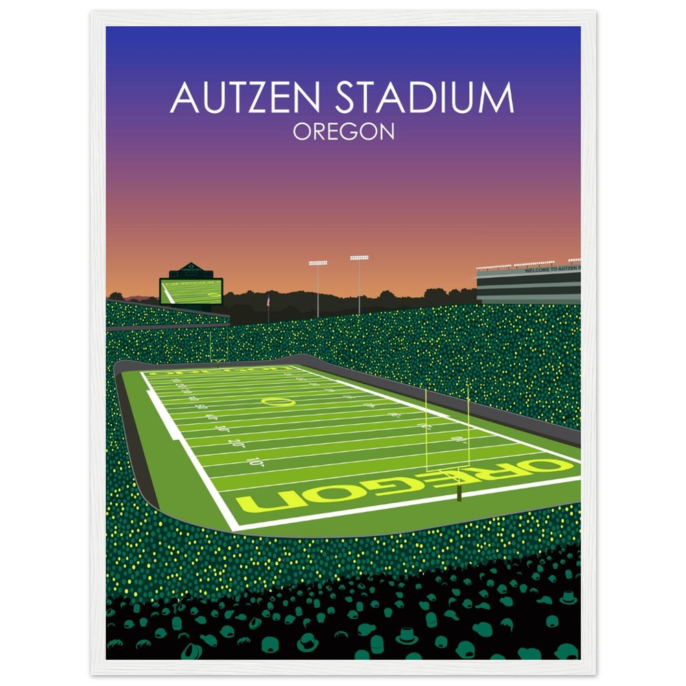 Autzen Stadium Stadium Poster | University of Oregon College Football Stadium Print