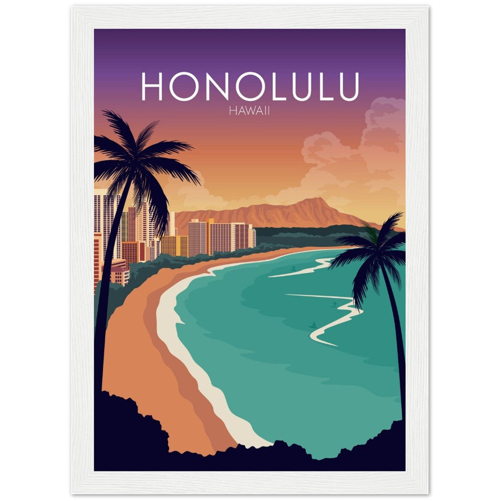 Honolulu Poster | Honolulu Wall Art | Honolulu Sunset Print