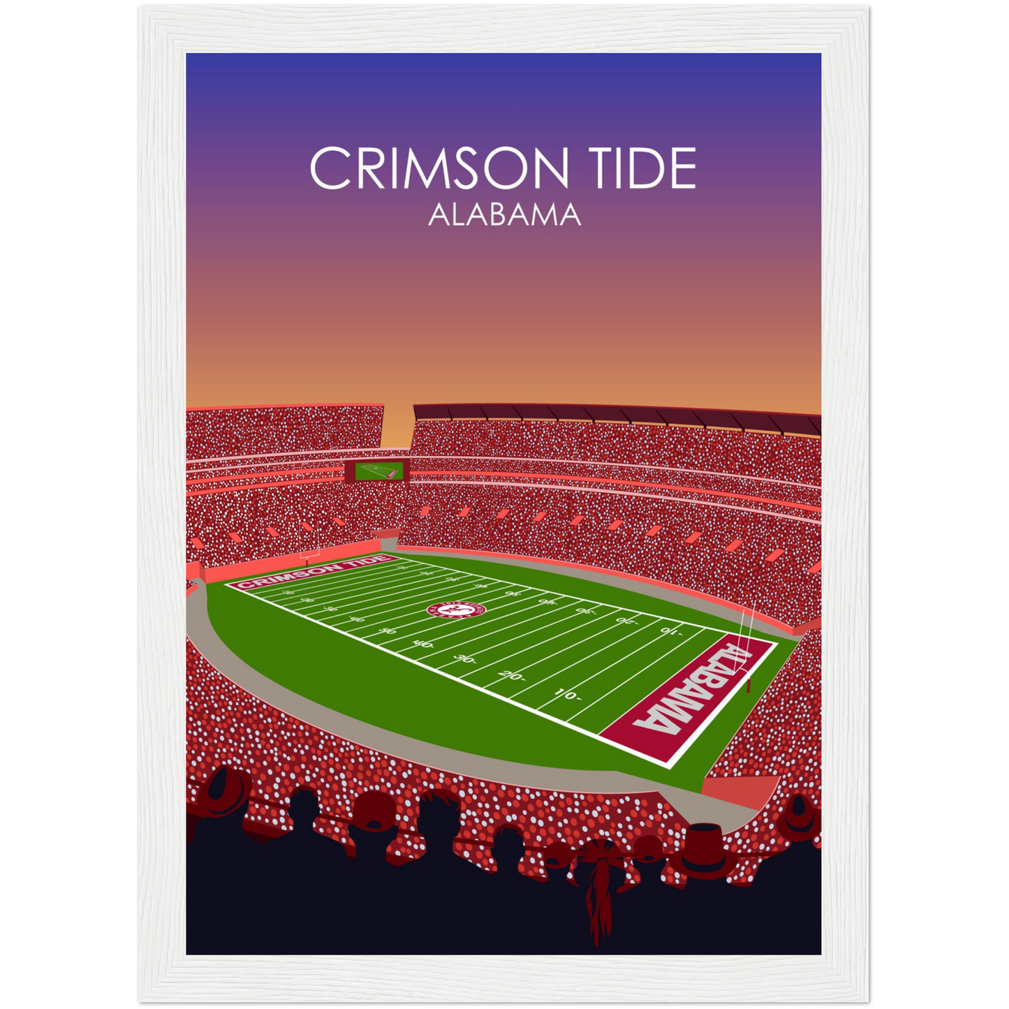 Crimson Tide | Bryant Denny Poster | University of Alabama College Football Stadium Print