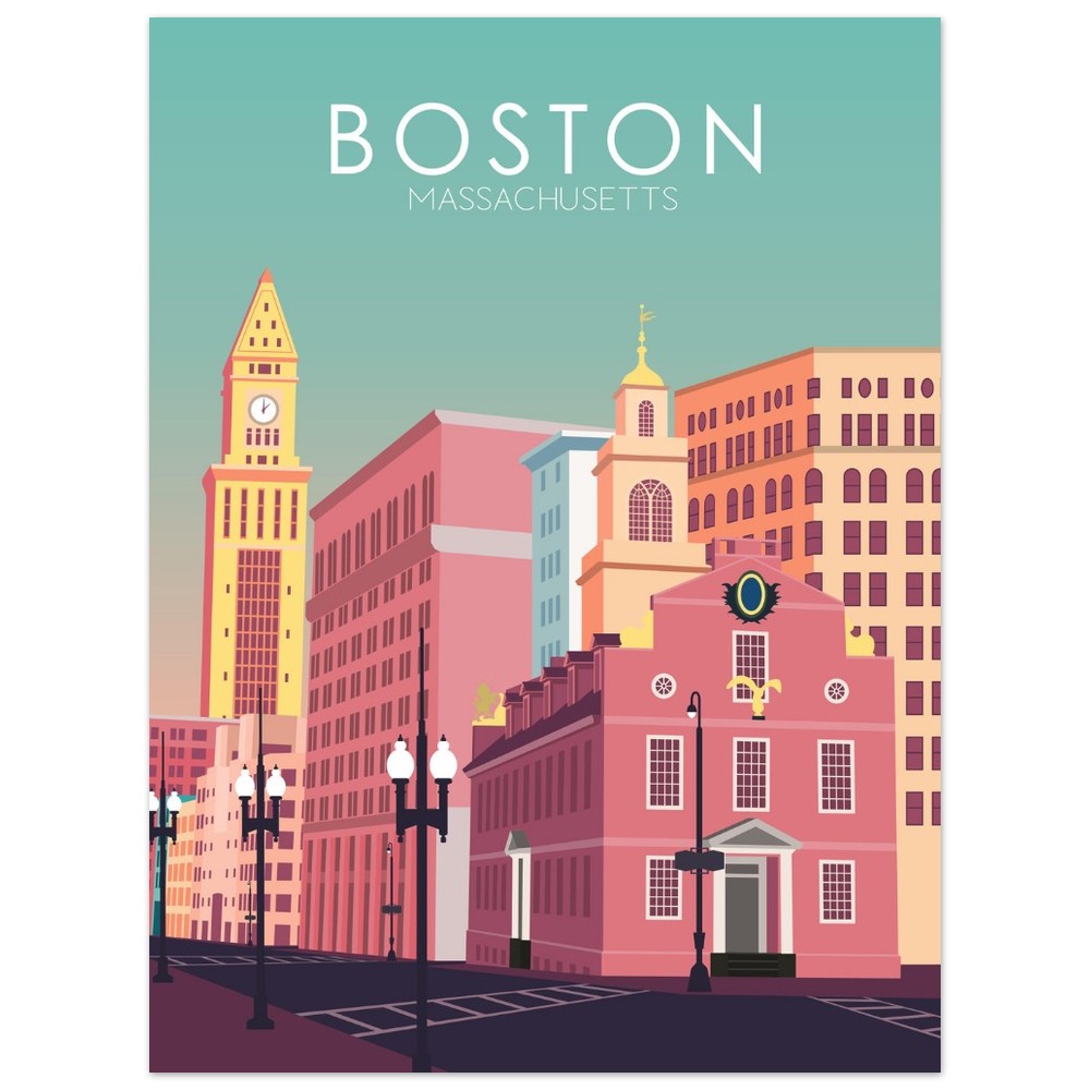 Boston Poster | Boston Wall Art | Boston Pastel Print