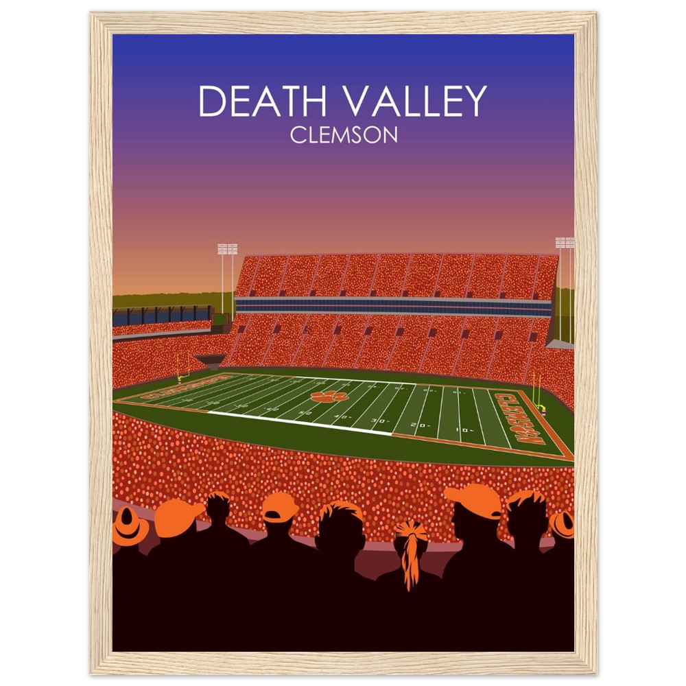 Clemson Tigers Stadium Poster | Frank Howard Field at Clemson Memorial Stadium 'Death Valley' Print