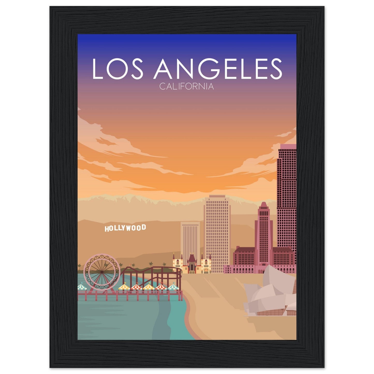 Los Angeles Poster | Los Angeles Wall Art | Los Angeles Sunset Print