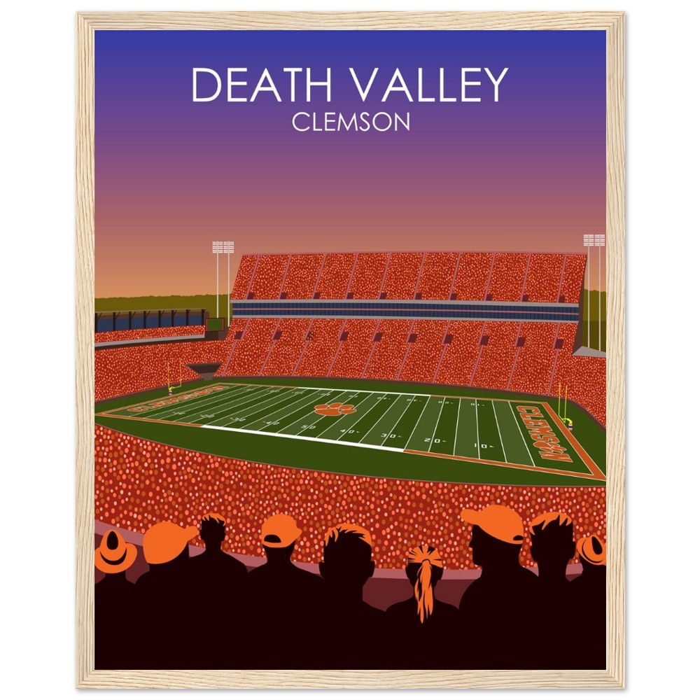 Clemson Tigers Stadium Poster | Frank Howard Field at Clemson Memorial Stadium 'Death Valley' Print