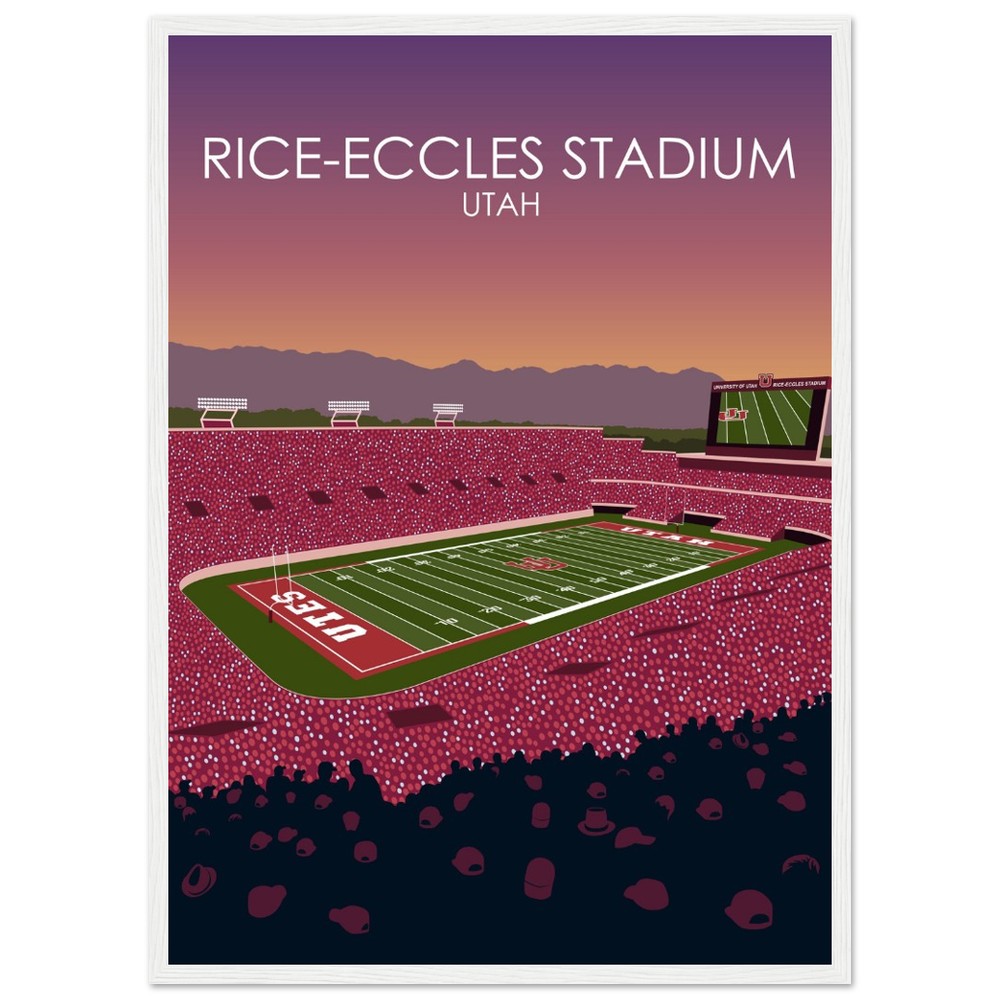 Rice-Eccles Stadium Poster | University of Utah College Football Stadium Print