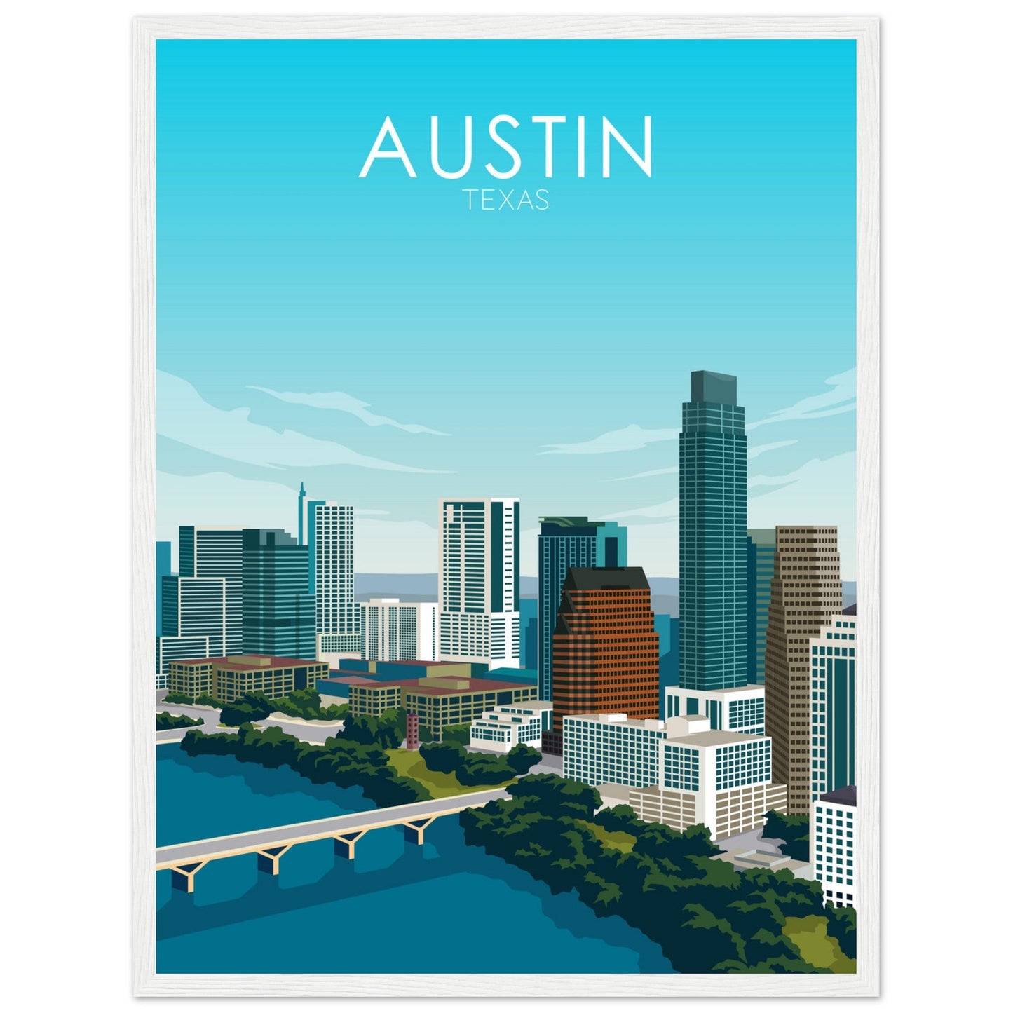 Austin Poster | Austin Wall Art | Austin Daytime Print