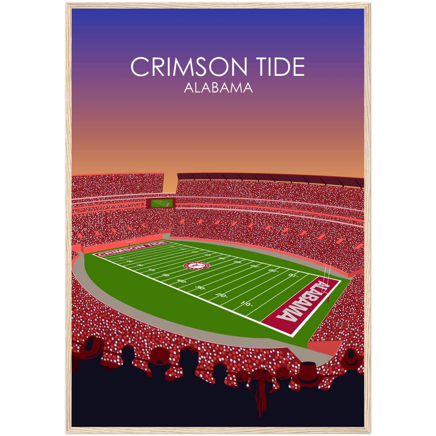 Crimson Tide | Bryant Denny Poster | University of Alabama College Football Stadium Print