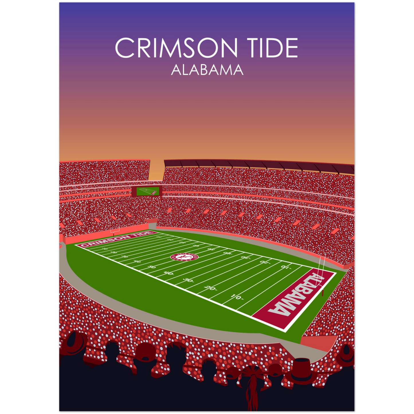 Crimson Tide | Bryant Denny Poster | University of Alabama College Football Stadium Print