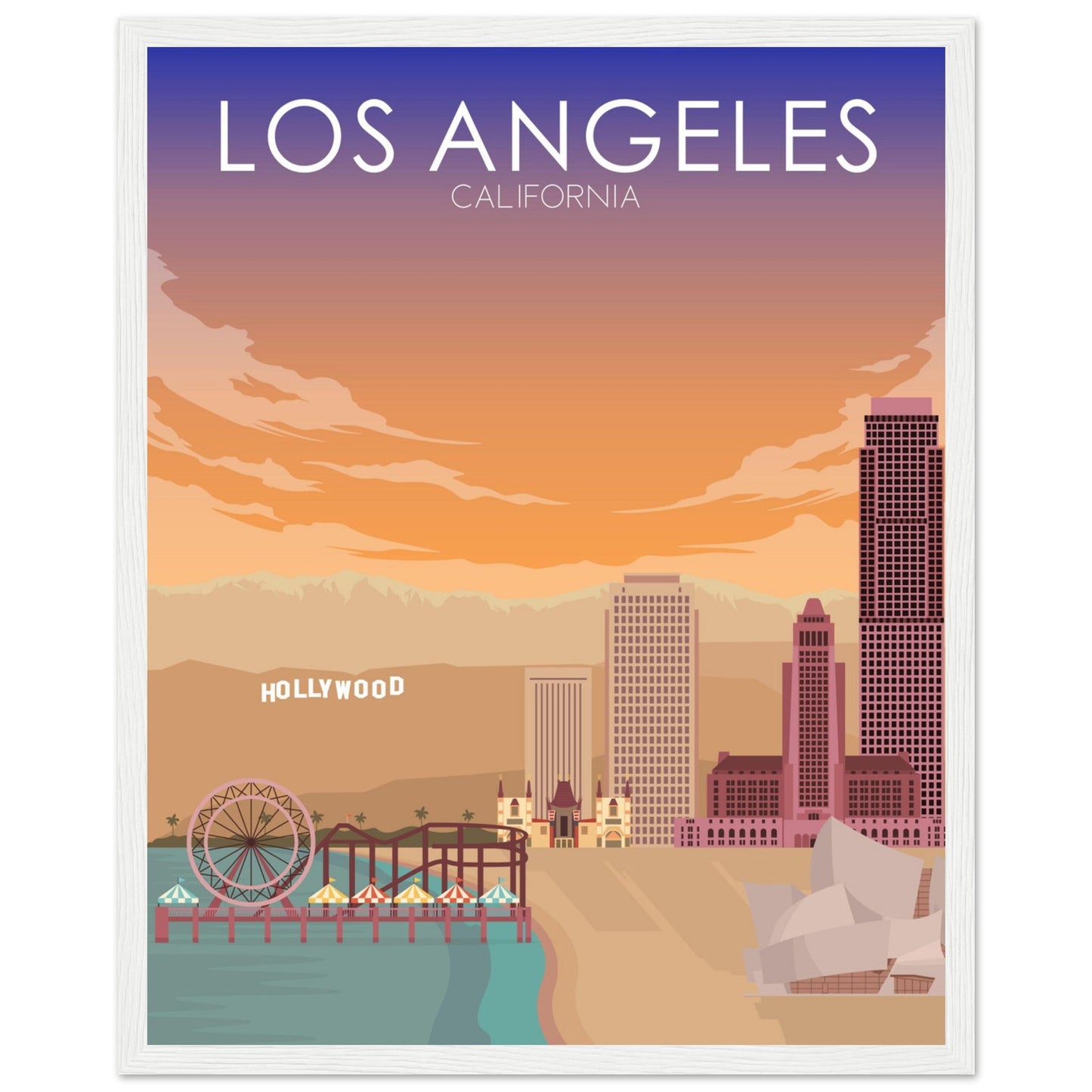 Los Angeles Poster | Los Angeles Wall Art | Los Angeles Sunset Print