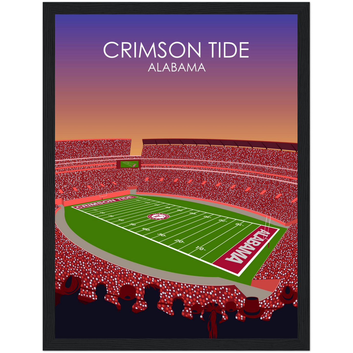 Crimson Tide | Bryant Denny Poster | University of Alabama College Football Stadium Print