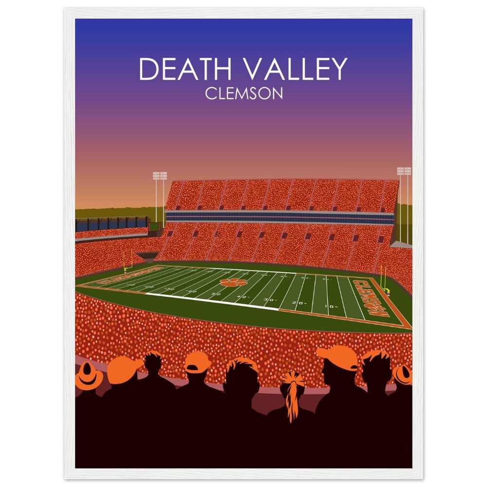 Clemson Tigers Stadium Poster | Frank Howard Field at Clemson Memorial Stadium 'Death Valley' Print