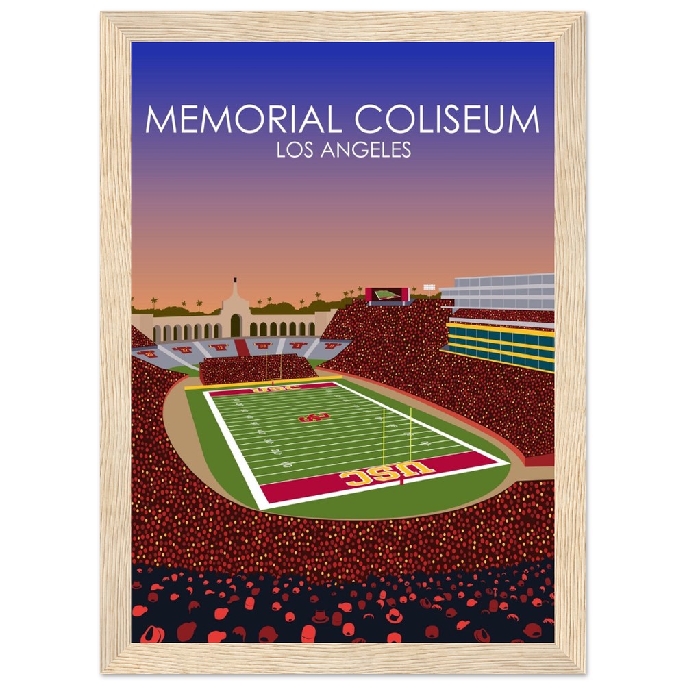 United Airlines Field at Los Angeles Memorial Coliseum Poster | USC Print | University of Southern California Football Stadium Print