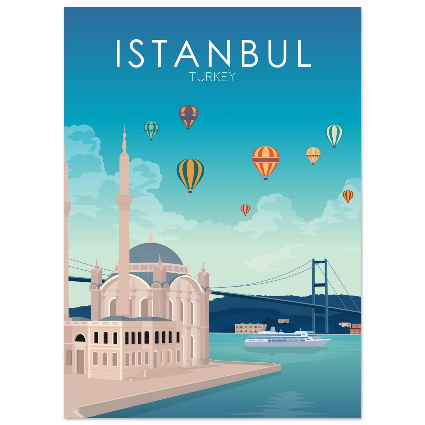 Istanbul Poster | Istanbul Wall Art | Istanbul Daytime Print