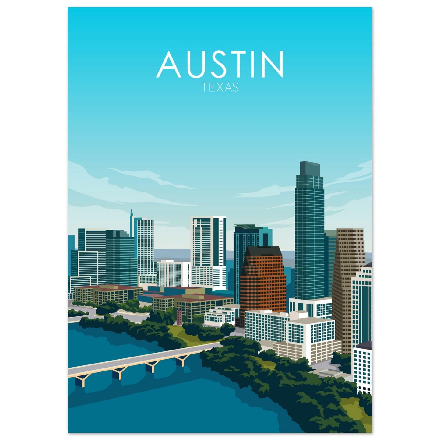 Austin Poster | Austin Wall Art | Austin Daytime Print