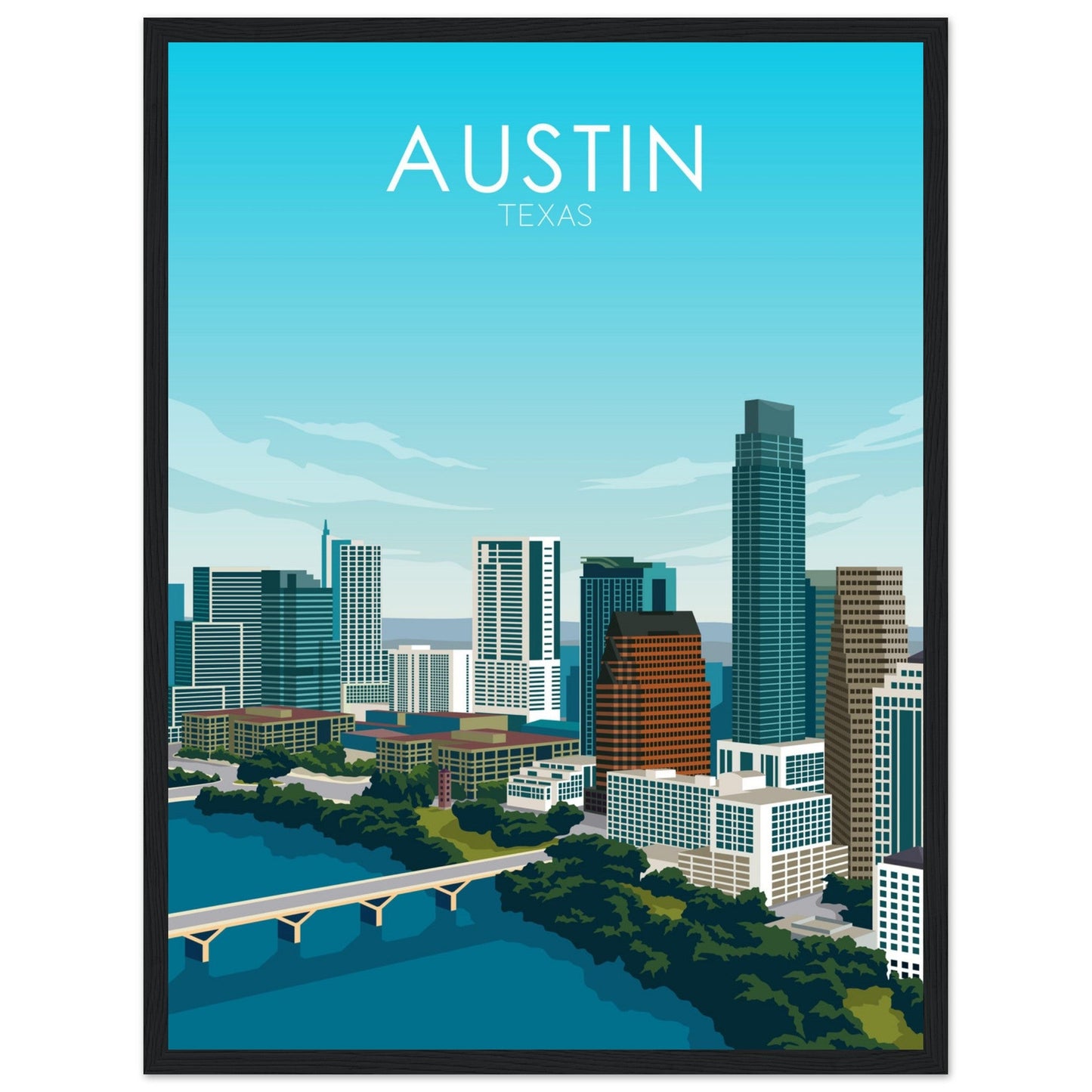 Austin Poster | Austin Wall Art | Austin Daytime Print