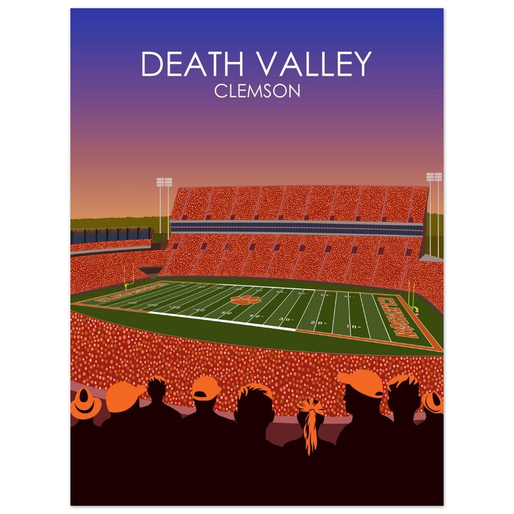 Clemson Tigers Stadium Poster | Frank Howard Field at Clemson Memorial Stadium 'Death Valley' Print