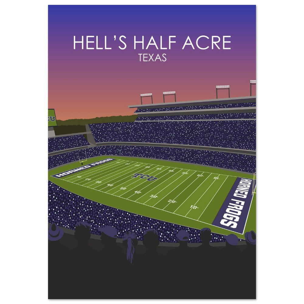 Hell's Half Acre Poster | Amon G. Carter Stadium Poster | University of TSU Horned frogs College Football Stadium Print