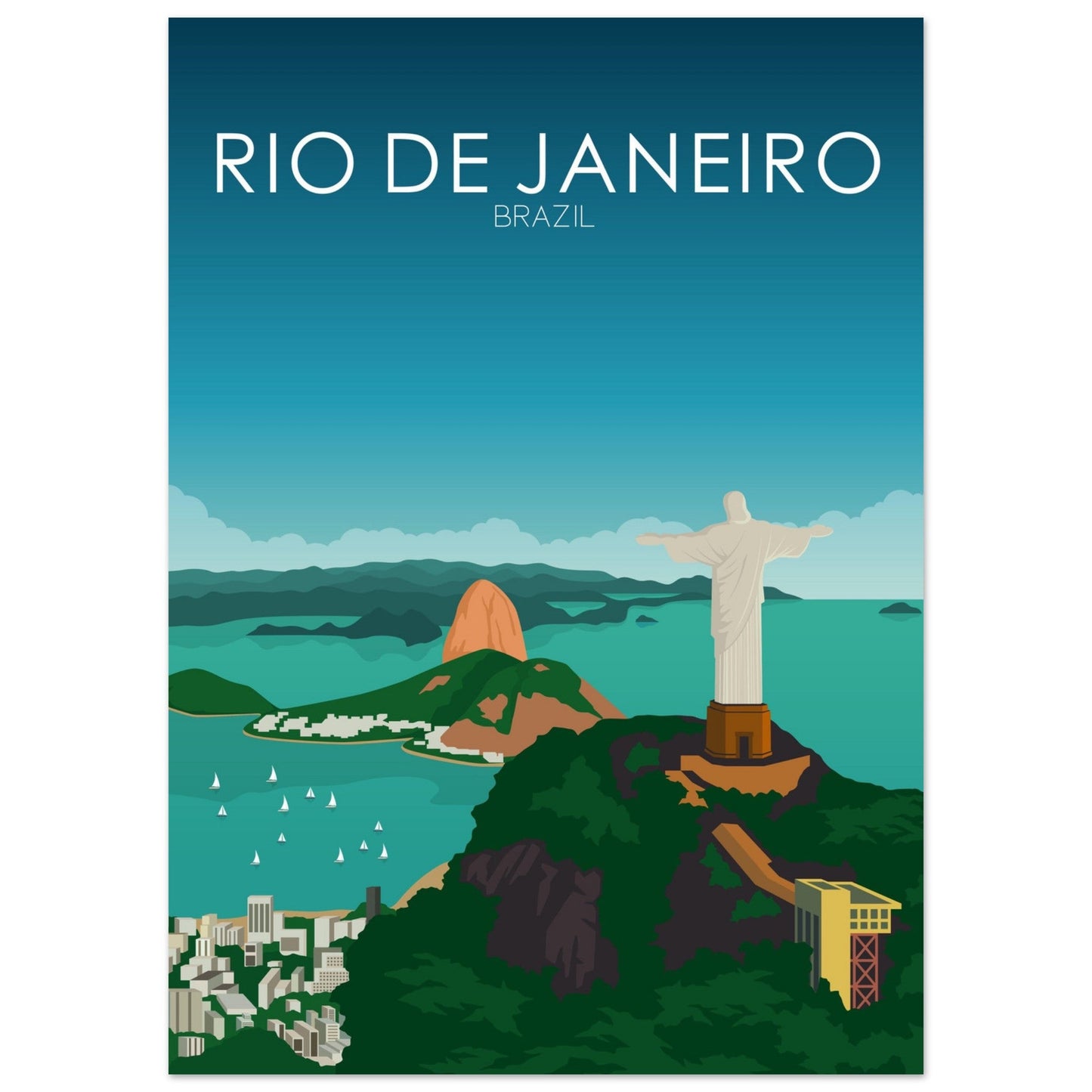 Rio De Janeiro Poster | Rio De Janeiro Wall Art | Rio De Janeiro Daytime Print