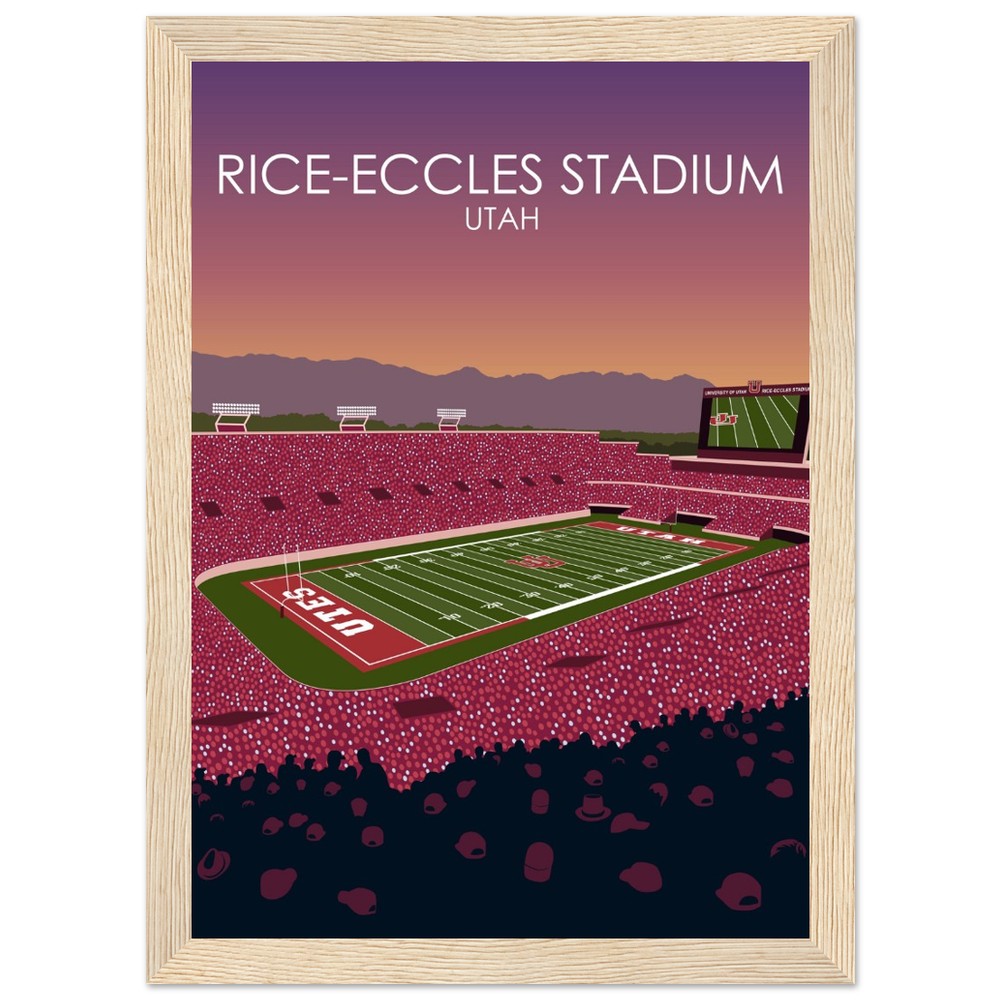 Rice-Eccles Stadium Poster | University of Utah College Football Stadium Print