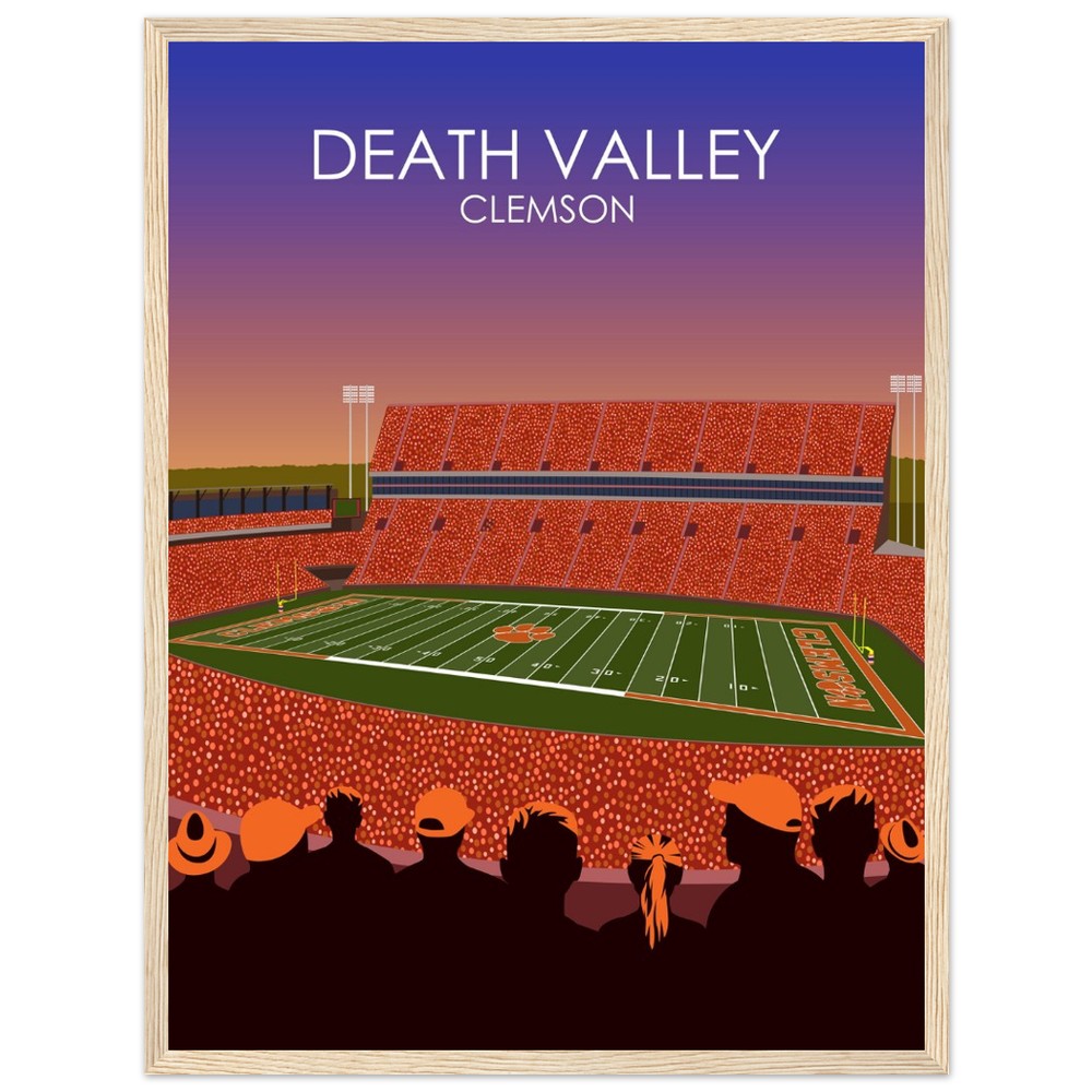 Clemson Tigers Stadium Poster | Frank Howard Field at Clemson Memorial Stadium 'Death Valley' Print