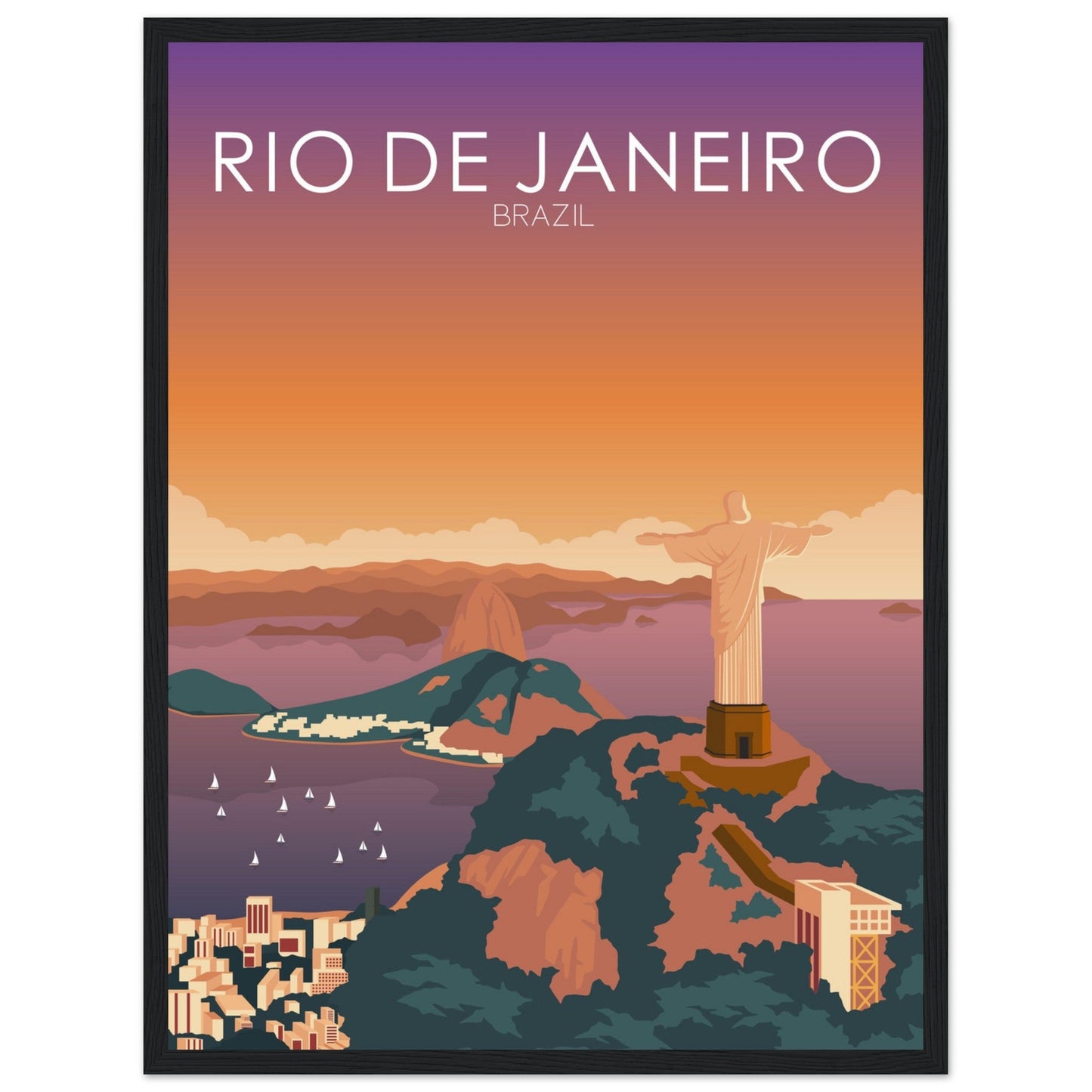 Rio De Janeiro Poster | Rio De Janeiro Wall Art | Rio De Janeiro Sunset Print