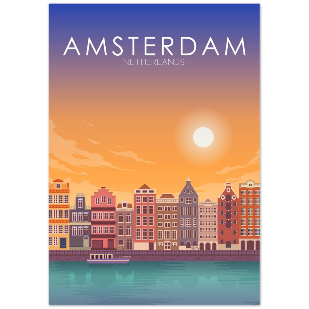 Amsterdam Poster | Amsterdam Wall Art | Amsterdam Sunset Print