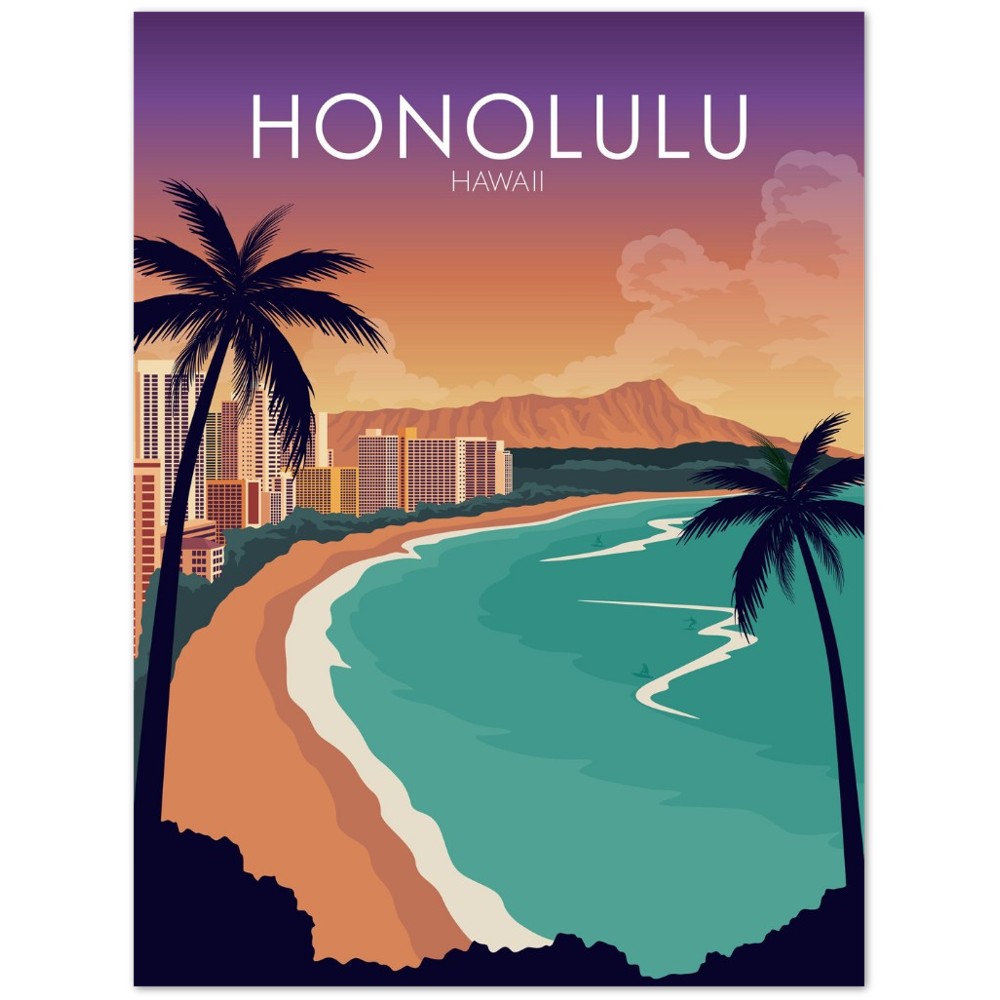 Honolulu Poster | Honolulu Wall Art | Honolulu Sunset Print