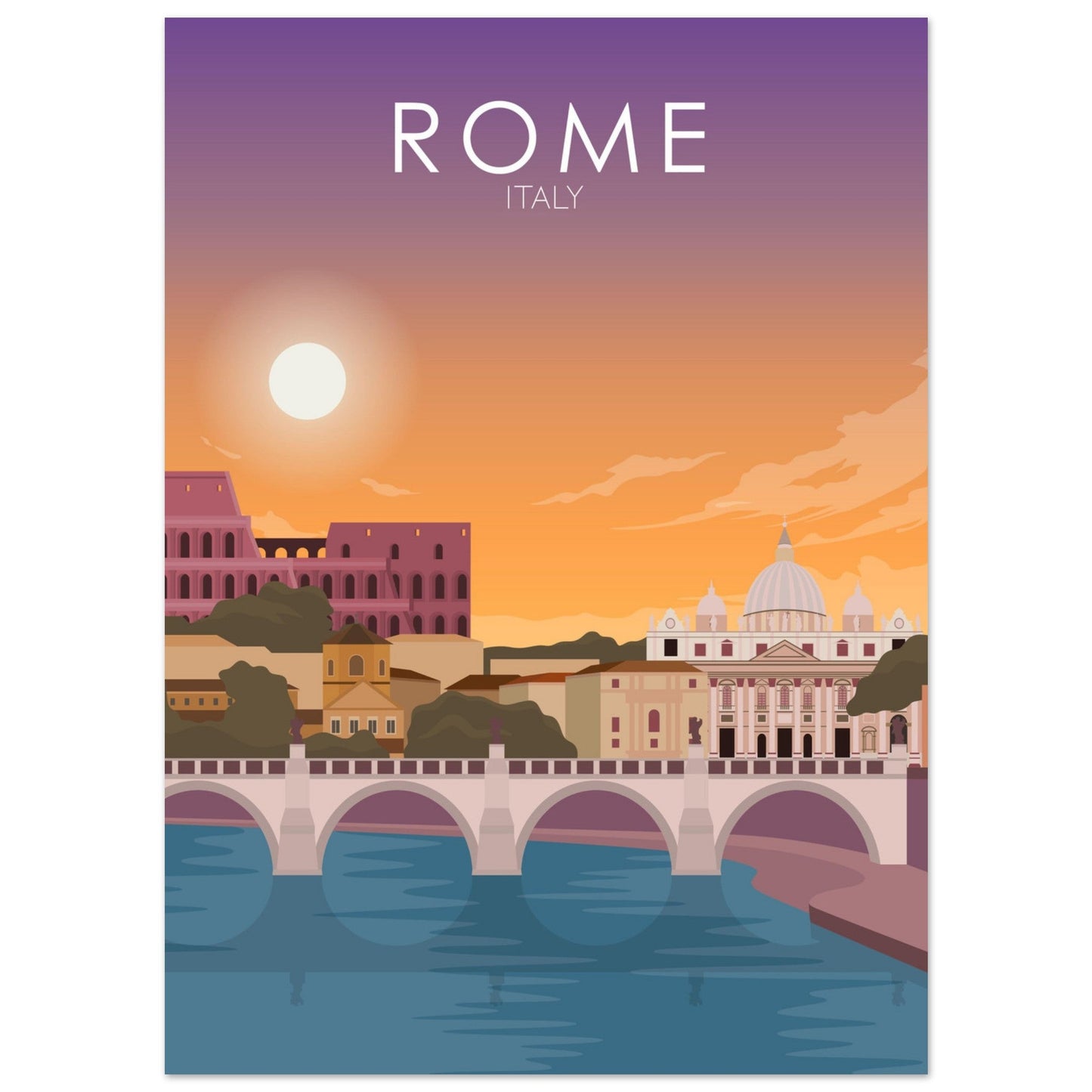 Rome Poster | Rome Wall Art | Rome Sunset Print