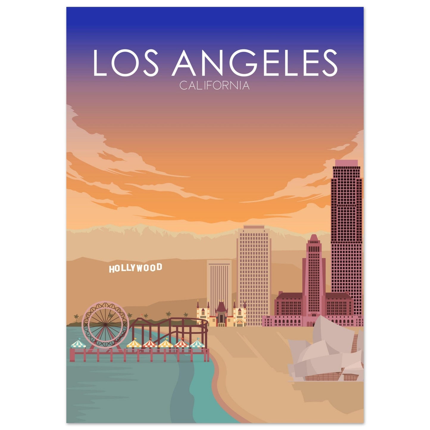 Los Angeles Poster | Los Angeles Wall Art | Los Angeles Sunset Print