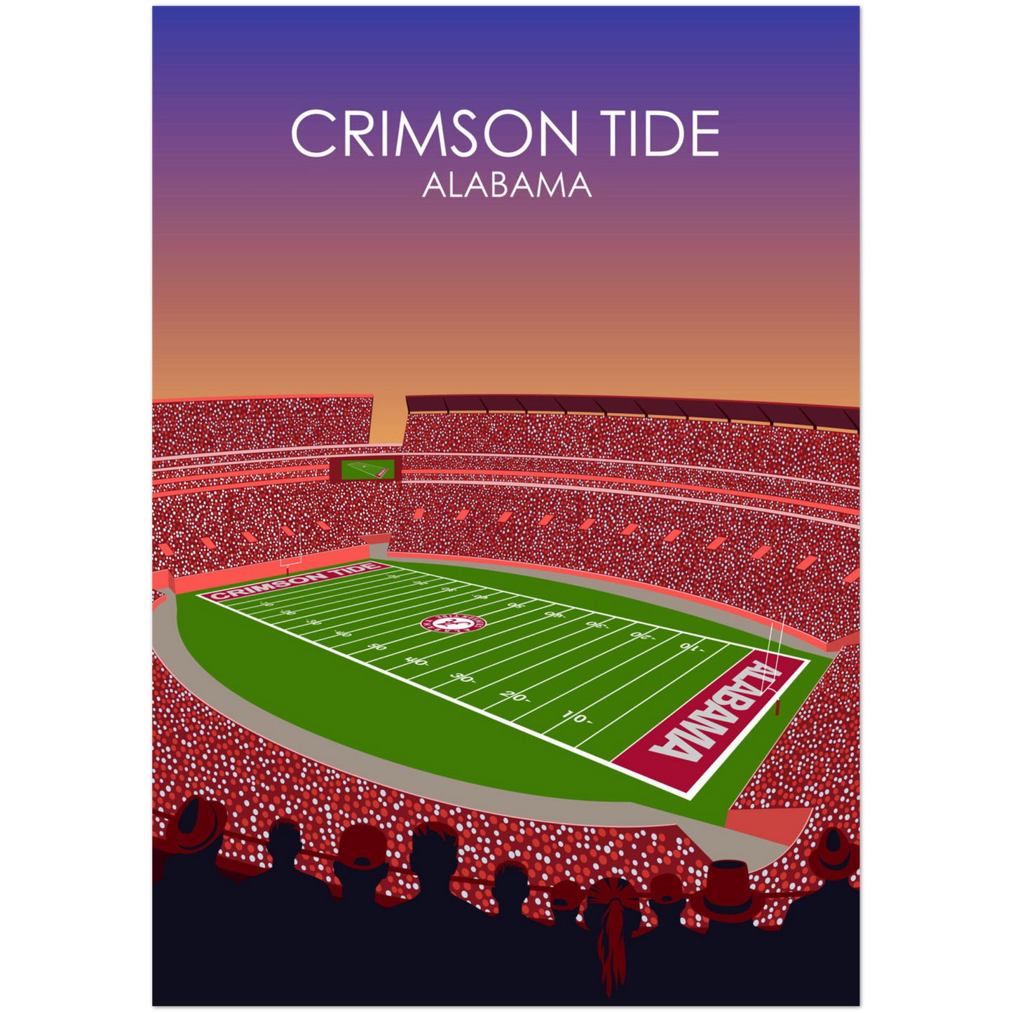 Crimson Tide | Bryant Denny Poster | University of Alabama College Football Stadium Print