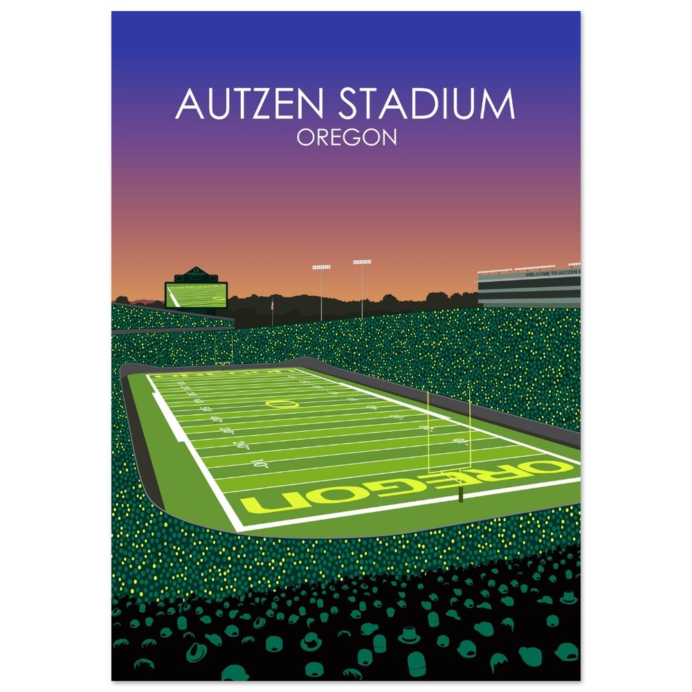 Autzen Stadium Stadium Poster | University of Oregon College Football Stadium Print