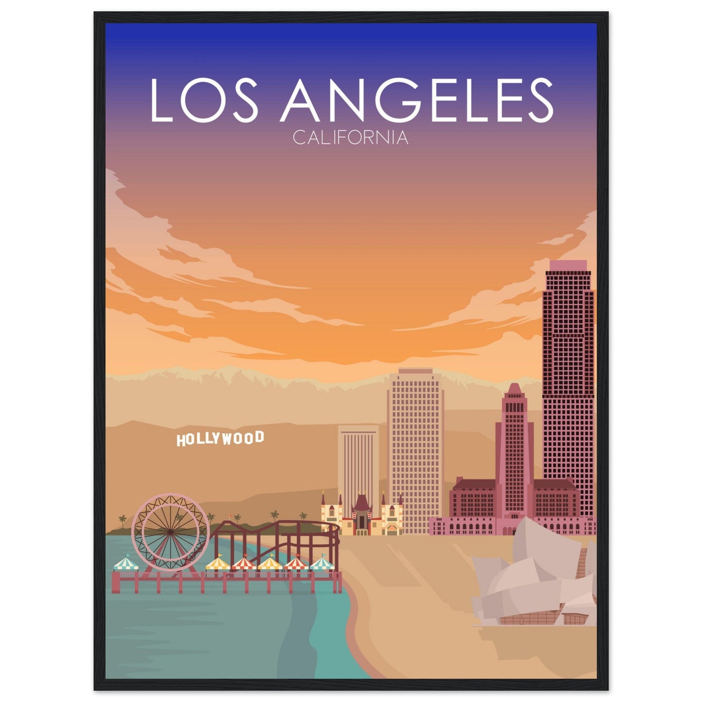 Los Angeles Poster | Los Angeles Wall Art | Los Angeles Sunset Print