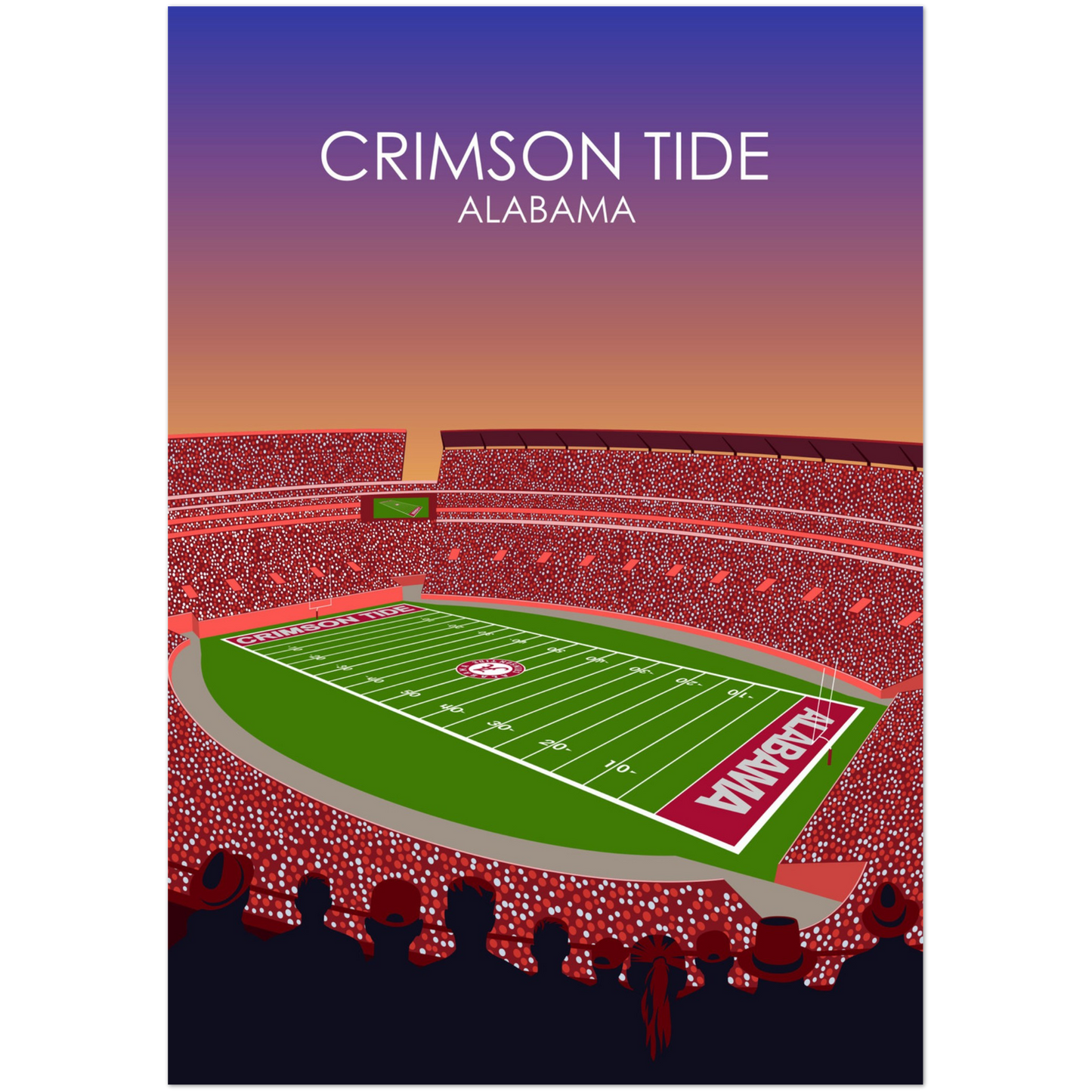 Crimson Tide | Bryant Denny Poster | University of Alabama College Football Stadium Print