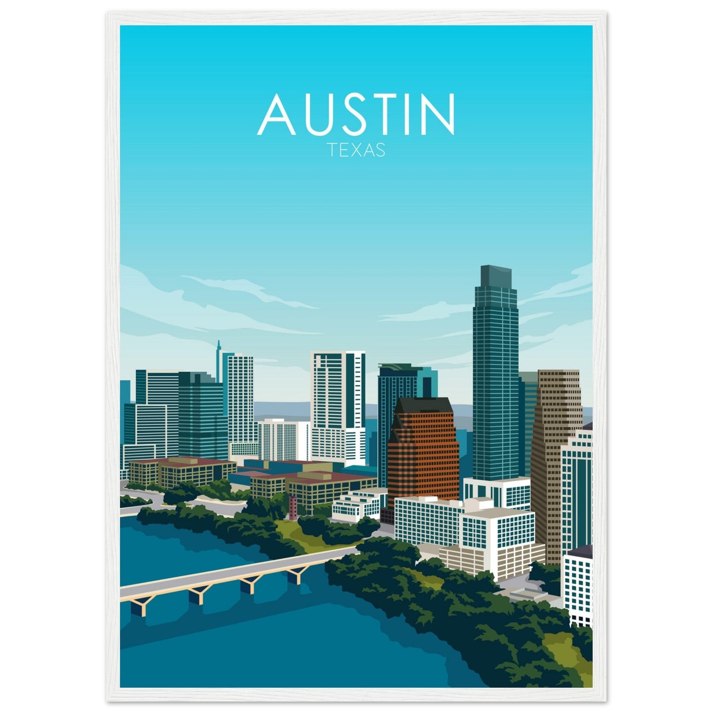 Austin Poster | Austin Wall Art | Austin Daytime Print