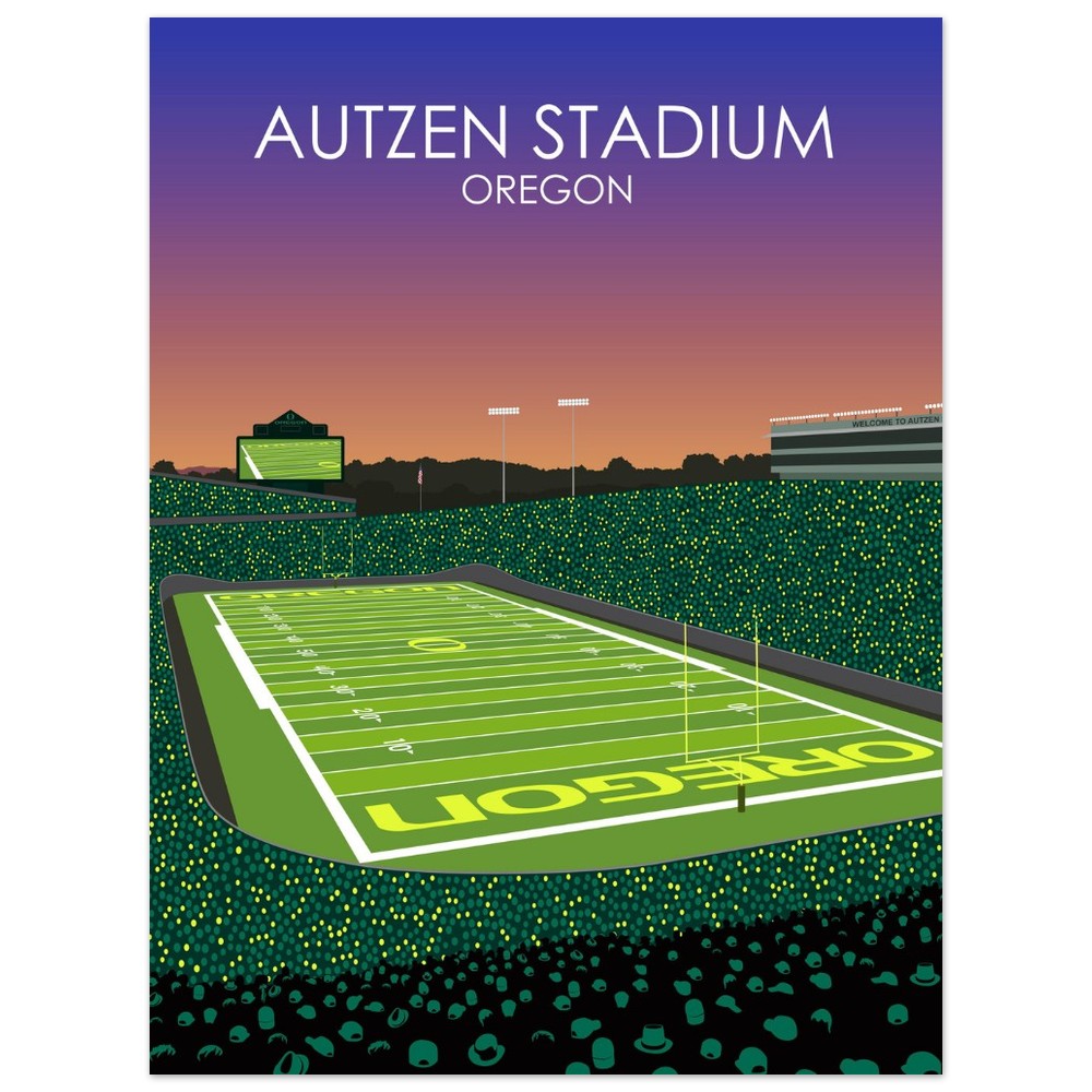 Autzen Stadium Stadium Poster | University of Oregon College Football Stadium Print